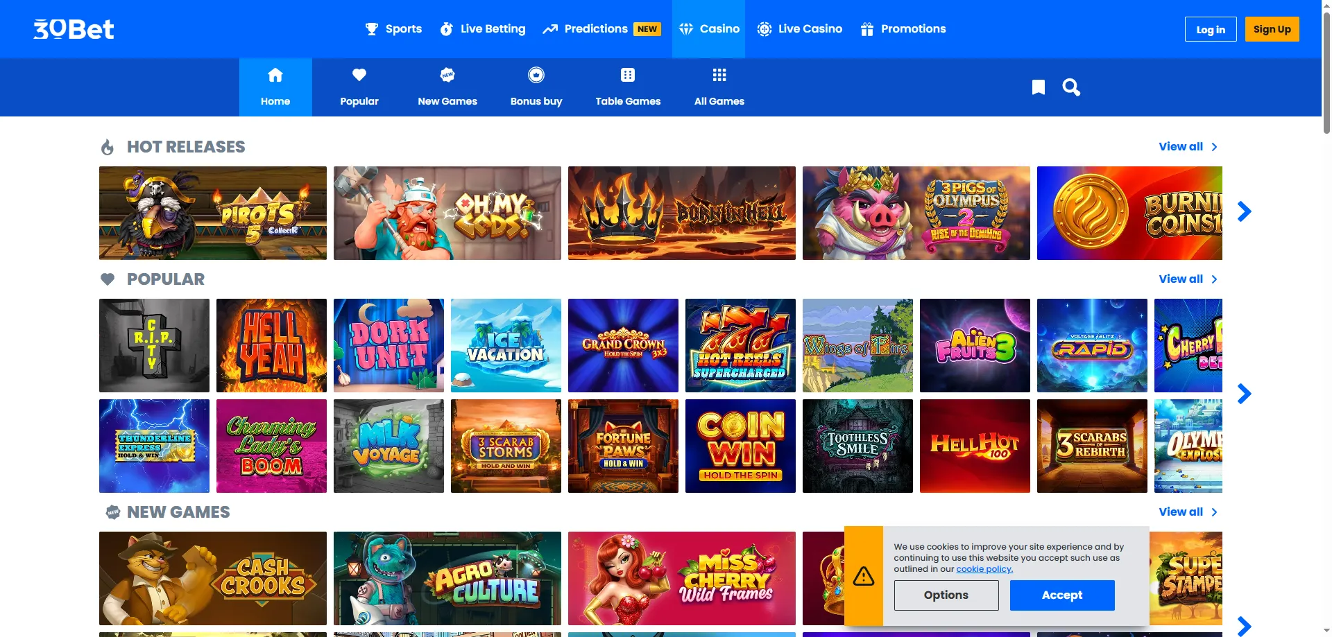 Caça-níqueis no 30bet Casino Online – mais de 6.700 jogos disponíveis